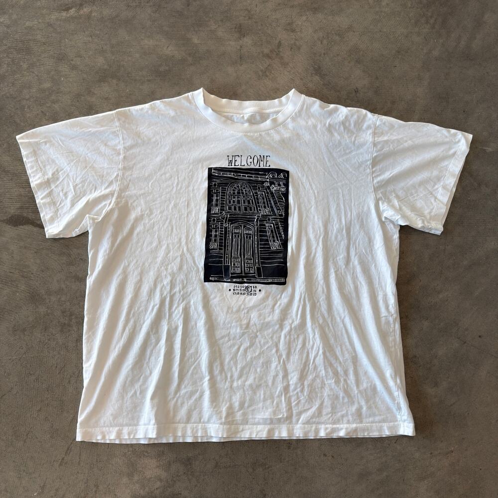 MM6 MAISON MARGIELA Welcome Doorway Print T-Shirt White Numeric Logo Mens X